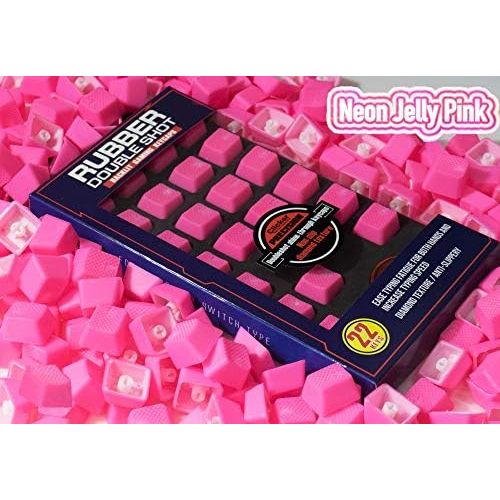  Big Chic Rubber Gaming Backlit Keycaps Set - 22 Keys for Cherry MX Mechanical Keyboards Compatible OEM Include Key Puller (Neon Jelly Pink)