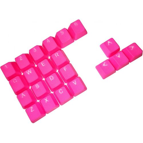  Big Chic Rubber Gaming Backlit Keycaps Set - 22 Keys for Cherry MX Mechanical Keyboards Compatible OEM Include Key Puller (Neon Jelly Pink)
