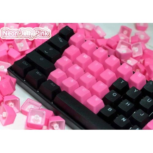  Big Chic Rubber Gaming Backlit Keycaps Set - 22 Keys for Cherry MX Mechanical Keyboards Compatible OEM Include Key Puller (Neon Jelly Pink)