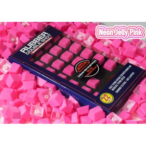  Big Chic Rubber Gaming Backlit Keycaps Set - 22 Keys for Cherry MX Mechanical Keyboards Compatible OEM Include Key Puller (Neon Jelly Pink)