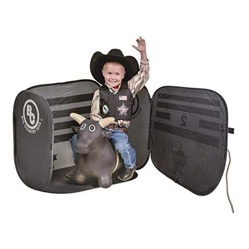  Big Country Toys Lil Bucker & PBR Chute Combo - Kids Hopper Toy - Bull Riding Toy with Bull Rope - Rodeo Toys - PBR Bouncy Bull - PBR Bucking Chute