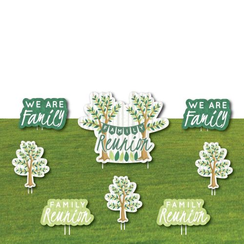 Big Dot of Happiness Family Tree Reunion - Yard Sign and Outdoor Lawn Decorations - Family Gathering Party Yard Signs - Set of 8