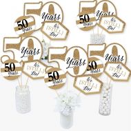 Big Dot of Happiness We Still Do - 50th Wedding Anniversary - Anniversary Party Centerpiece Sticks - Table Toppers - Set of 15