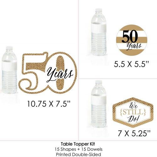  Big Dot of Happiness We Still Do - 50th Wedding Anniversary - Anniversary Party Centerpiece Sticks - Table Toppers - Set of 15