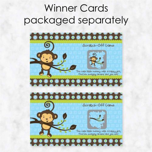  Big Dot of Happiness Blue Monkey Boy - Baby Shower or Birthday Party Game Scratch Off Cards - 22 Count