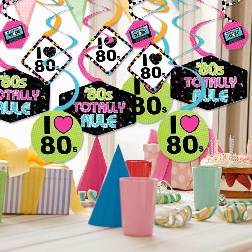  Big Dot of Happiness 80s Retro - Totally 1980s Party Hanging Decor - Party Decoration Swirls - Set of 40
