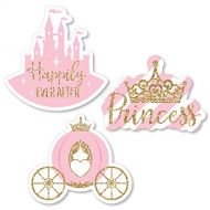 Big Dot of Happiness Little Princess Crown DIY Shaped Pink and Gold Princess Baby Shower or Birthday Party Cut Outs 24 Count