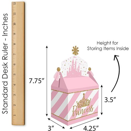  Big Dot of Happiness Little Princess Crown Treat Box Party Favors Pink and Gold Princess Baby Shower or Birthday Party Goodie Gable Boxes Set of 12