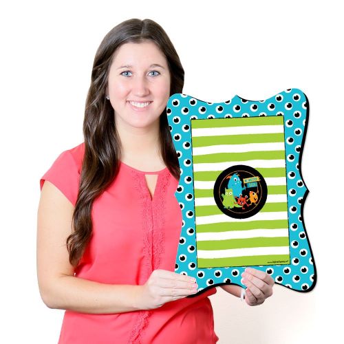  Big Dot of Happiness Monster Bash - Unique Alternative Guest Book - Little Monster Birthday Party or Baby Shower Signature Mat