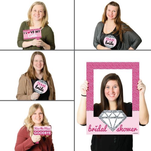  Big Dot of Happiness Bride-to-Be - Bridal Shower Selfie Photo Booth Picture Frame & Props - Printed on Sturdy Material