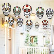 Big Dot of Happiness Hanging Day of The Dead - Outdoor Hanging Decor - Halloween Party Decorations - 10 Pieces