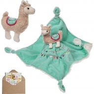 Big Dream Llama Baby Toy Bundle by Mary Meyer with Rattle and Blanket Lovey and Mini Gift Card