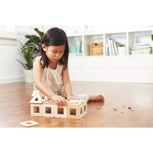  Big Future Toys Magnetic Wooden Blocks for Kids | Earthtiles - Wooden Magnetic Tiles - 32 Piece Set