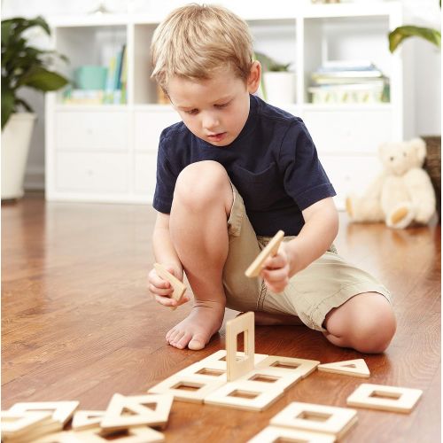  Big Future Toys Magnetic Wooden Blocks for Kids | Earthtiles - Wooden Magnetic Tiles - 32 Piece Set