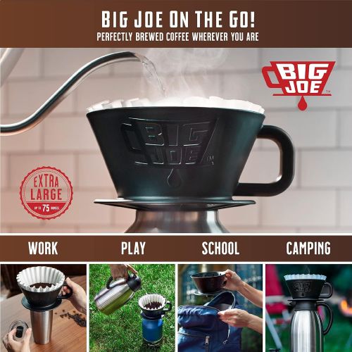 빅죠 Big Joe Extra Large Pour Over Coffee Maker, Wide Basket Dripper Funnel, Large Batch Pour Over brews up to 75 Ounces, Fits Most Thermal Drinkware, Dishwasher Safe, BPA Free