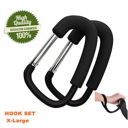  Big Mom Baby Handy Stroller Hooks Set, X-Large Kid Stroller Hooks (2pcs) & Safety Strap Rope Set Great...