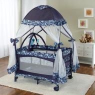 Big Oshi Portable Playard Deluxe Bundle - Nursery Center With Canopy Net Topper - Medium Size - Lightweight, Compact Design, Includes Carry Bag - Perfect for Indoor or Outdoor Back