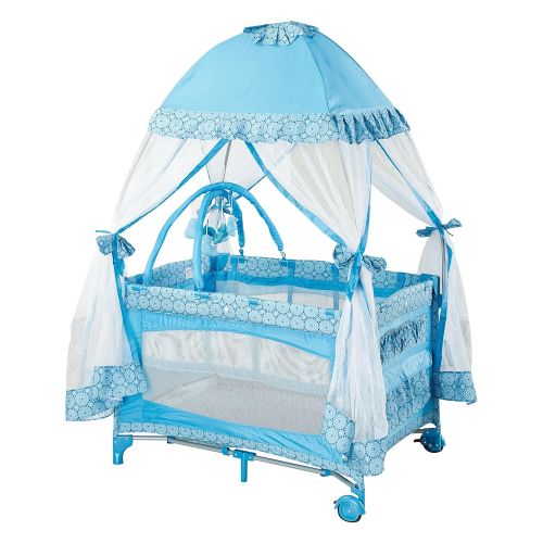  Big Oshi Portable Playard Deluxe Bundle - Nursery Center With Canopy Net Topper - Medium Size -...