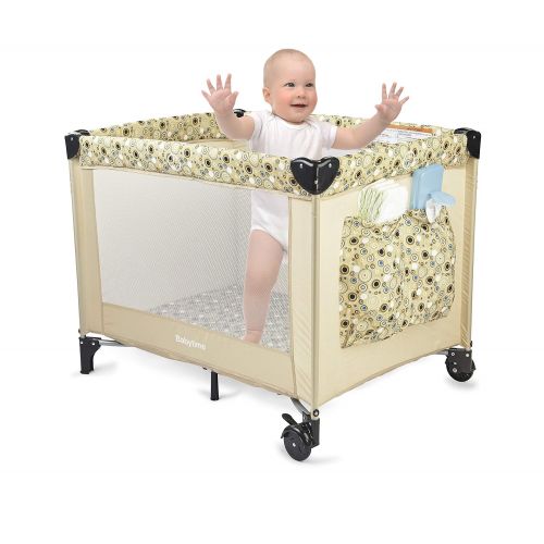  Big Oshi Portable Playard Deluxe Bundle - Nursery Center With Canopy Net Topper - Medium Size -...