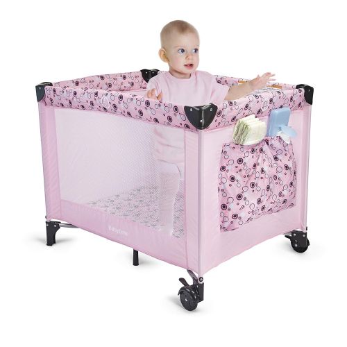  Big Oshi Portable Playard Deluxe Bundle - Nursery Center With Canopy Net Topper - Medium Size -...