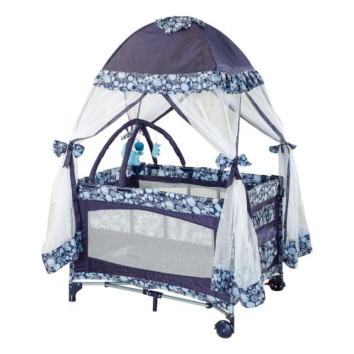  Big Oshi Portable Playard Deluxe Bundle - Nursery Center With Canopy Net Topper - Medium Size -...