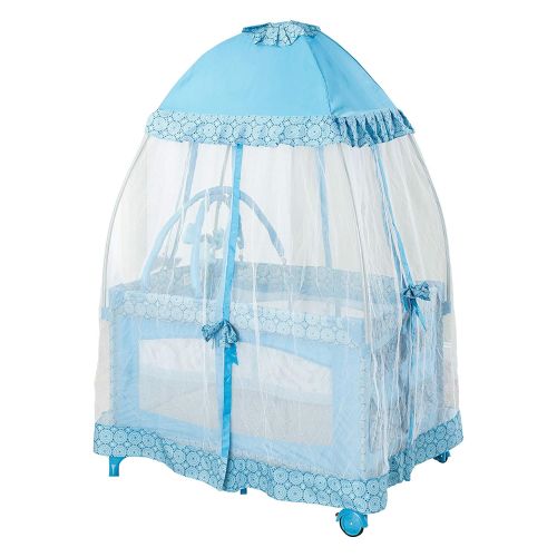  Big Oshi Portable Playard Deluxe Bundle - Nursery Center With Canopy Net Topper - Medium Size -...