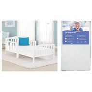 Big Oshi Contemporary Toddler Bed & Mattress Bundle, Waterproof, Non-Toxic Mattress, White Bed Bundle