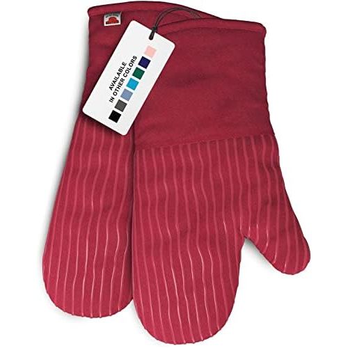  Big Red House Oven Mitts, with The Heat Resistance of Silicone and Flexibility of Cotton, Recycled Cotton Infill, Terrycloth Lining, 480 F Heat Resistant Pair Red