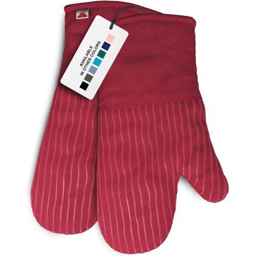  Big Red House Oven Mitts, with The Heat Resistance of Silicone and Flexibility of Cotton, Recycled Cotton Infill, Terrycloth Lining, 480 F Heat Resistant Pair Red