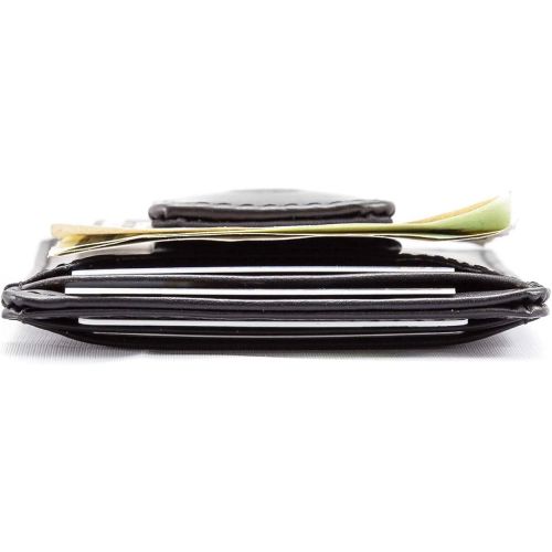  Big Skinny Mens Leather Magnetic Money Clip Slim Wallet, Holds Up to 12 Cards, Black