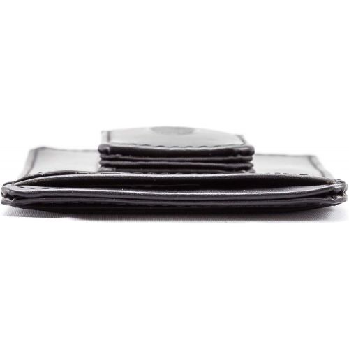  Big Skinny Mens Leather Magnetic Money Clip Slim Wallet, Holds Up to 12 Cards, Black