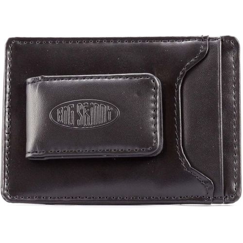  Big Skinny Mens Leather Magnetic Money Clip Slim Wallet, Holds Up to 12 Cards, Black