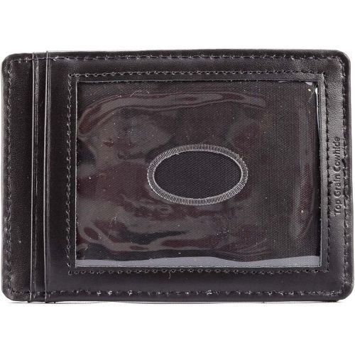  Big Skinny Mens Leather Magnetic Money Clip Slim Wallet, Holds Up to 12 Cards, Black