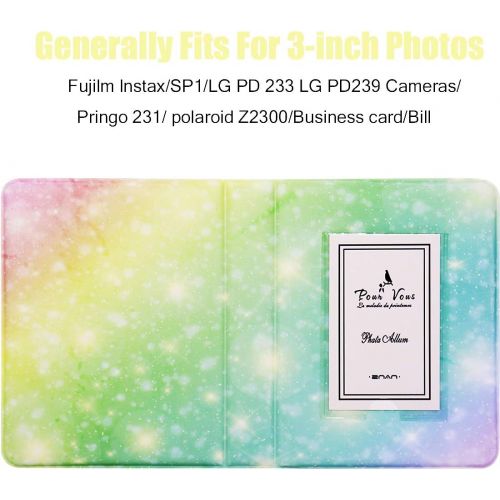  BigTrend 2x3 Inch Photo Paper Film Album Set for Fujifilm Instax Mini Camera, Polaroid Snap, Z2300, SocialMatic Instant Cameras & Zip Instant Printer (Galaxy-3, 64 Pockets)