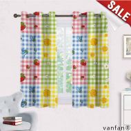 Big datastore Patio Curtain Panel,Spring,Colorful Pattern with Strawberries Chamomiles Bluebells and Marigold Picnic Design,Set of 2 Piecesmulticolor,W55 Xl72