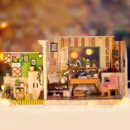 Big-time DIY Dollhouse Miniature with Furniture, Wooden DIY 3D Dollhouse Kit and Lights, Creative Room Idea