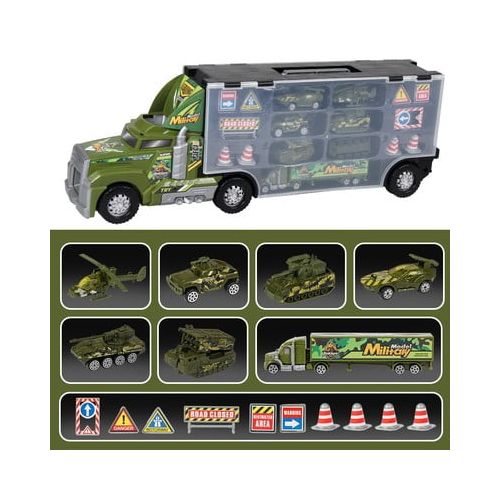  Big-Daddy Kids Toy Truck Transport Truck Military Toy Truck with Lights and Sound Emergency Quick Release Effect