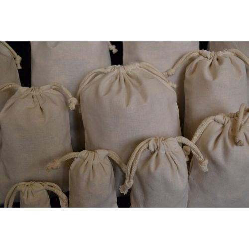  BigLotBags Cotton Muslin Bags, 100% Organic Cotton with Double Drawstring. Premium Quality Reusable Eco-Friendly Natural Muslin Bags. (100, 10 x 12 Inches)