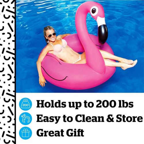  BigMouth Inc Pink Flamingo Pool Float, Inflates to Over 4ft. Wide, Funny Inflatable Vinyl Summer Pool or Beach Toy, Patch Kit Included