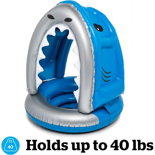  BigMouth Inc. Lil Silly Shark Float with Canopy - Ultra-Durable Dual-Chamber 3-Point Harness w/ Child Safety Valves, for Ages 1-3 Years and Up to 40 Pounds, UPF 50+ Protection Baby