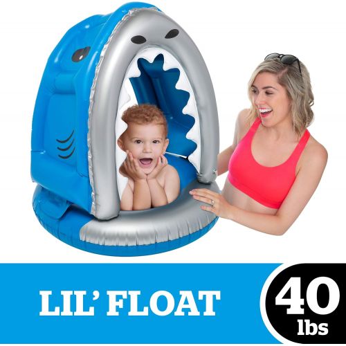  BigMouth Inc. Lil Silly Shark Float with Canopy - Ultra-Durable Dual-Chamber 3-Point Harness w/ Child Safety Valves, for Ages 1-3 Years and Up to 40 Pounds, UPF 50+ Protection Baby