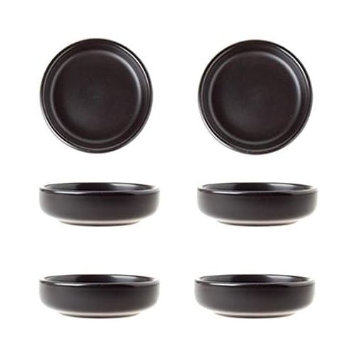  [아마존베스트]BigNoseDeer Matte Ceramic Soy Dipping dish,Multipurpose Porcelain Sauce Dish Mini Side Seasoning bowl Sushi Soy Dipping Bowls Simple Style Set of 6 Black
