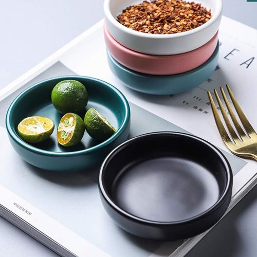  [아마존베스트]BigNoseDeer Matte Ceramic Soy Dipping dish,Multipurpose Porcelain Sauce Dish Mini Side Seasoning bowl Sushi Soy Dipping Bowls Simple Style Set of 6 Black