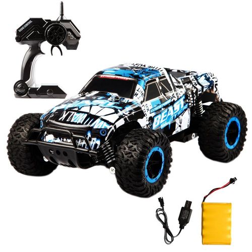  BigSmyo RC Car Off Road Truck Electric High Speed Vehicle with 2.4GHz 4CH 1:16 Buggy Remote Control Race Monster, Rechargeable Race Rock Crawler Racing Car(Blue)