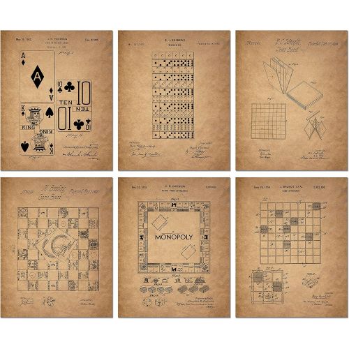  BigWig Prints Board Games Patent Wall Art Prints - Set of 6 Vintage Family Board Games Photos