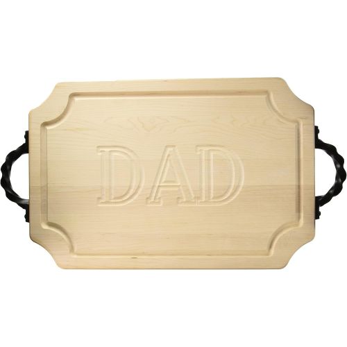  BigWood Boards 320-LTWS-O Carving Board with Large Twisted Square End Handle with Scalloped Corners, 15-Inch by 24-Inch by 1.25-Inch, MonogrammedO, Maple