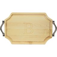 BigWood Boards 310-RP-B Cutting Board with Handle, Personalized Cutting Board, Large Cheese Board, Maple Wood Serving Tray with Handle,B