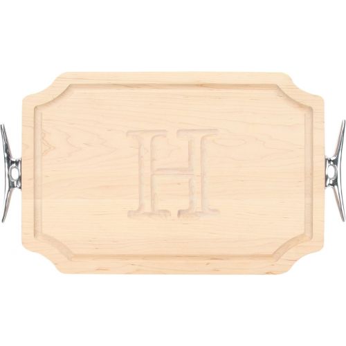  BigWood Boards 310-SCLT-M Cutting Board with Boat Cleat Cast Aluminum Handle with Scalloped Corners, 12-Inch by 18-Inch by 1-Inch, MonogrammedM, Maple