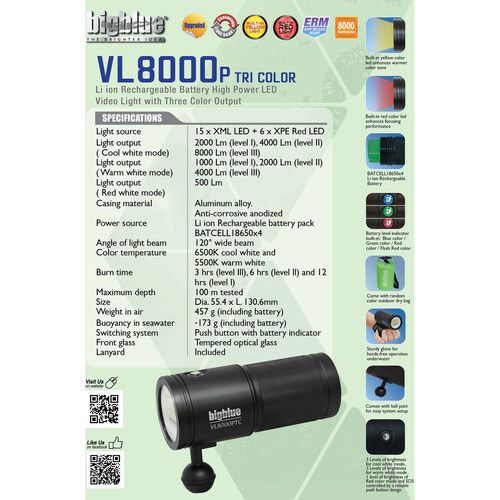  Bigblue VL9000P-TC Tri-Color Rechargeable Video Light