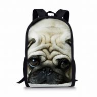 Bigcardesigns Cute Animal Pug Backpack Kids School Bag for Elementary Boys Girls Travel Rucksck